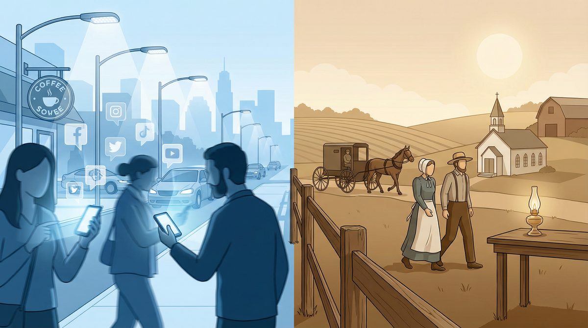 Modern American life vs traditional Amish life — the core contrast explored in Suddenly Amish on TLC